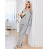 image:imageEkouaer Pajamas for Women Set Long Sleeve Lounge Set Soft Button Down PjsLight Grey