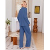 image:imageEkouaer Pajamas for Women Set Long Sleeve Lounge Set Soft Button Down PjsNavy
