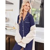image:imageEkouaer Pajamas for Women Set Long Sleeve Lounge Set Soft Button Down PjsNavy Blue