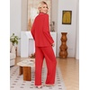 image:imageEkouaer Pajamas for Women Set Long Sleeve Lounge Set Soft Button Down PjsRed