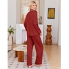 image:imageEkouaer Pajamas for Women Set Long Sleeve Lounge Set Soft Button Down PjsWine Red