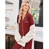 image:imageEkouaer Pajamas for Women Set Long Sleeve Lounge Set Soft Button Down PjsWine Red