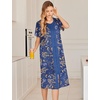 image:imageEkouaer Robes For Women Zipper Bathrobe Short Sleeve Duster With PocketsAleaf Print