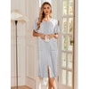 image:imageEkouaer Robes For Women Zipper Bathrobe Short Sleeve Duster With PocketsAwhite