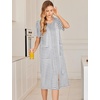 image:imageEkouaer Robes For Women Zipper Bathrobe Short Sleeve Duster With PocketsAwhite