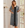 image:imageEkouaer Robes For Women Zipper Bathrobe Short Sleeve Duster With PocketsBlack