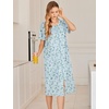 image:imageEkouaer Robes For Women Zipper Bathrobe Short Sleeve Duster With PocketsBlue Floral