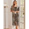 image:imageEkouaer Robes For Women Zipper Bathrobe Short Sleeve Duster With PocketsBrown Leopard Print