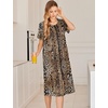 image:imageEkouaer Robes For Women Zipper Bathrobe Short Sleeve Duster With PocketsBrown Leopard Print