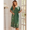 image:imageEkouaer Robes For Women Zipper Bathrobe Short Sleeve Duster With PocketsGreen Ethnic Style