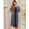 image:imageEkouaer Robes For Women Zipper Bathrobe Short Sleeve Duster With PocketsNavy Blue