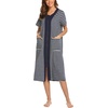 image:imageEkouaer Robes For Women Zipper Bathrobe Short Sleeve Duster With PocketsNavy Blue