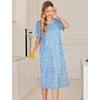 image:imageEkouaer Robes For Women Zipper Bathrobe Short Sleeve Duster With PocketsPat13