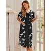 image:imageEkouaer Robes For Women Zipper Bathrobe Short Sleeve Duster With PocketsPat9