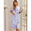 image:imageEkouaer Robes For Women Zipper Bathrobe Short Sleeve Duster With PocketsPurple Watercolor Flowers