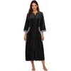 image:imageEkouaer Robes for Women Velour Zipper Robe 34 Sleeve Housecoat with PocketBlack