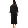 image:imageEkouaer Robes for Women Velour Zipper Robe 34 Sleeve Housecoat with PocketBlack