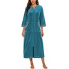 image:imageEkouaer Robes for Women Velour Zipper Robe 34 Sleeve Housecoat with PocketBlue Green