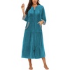 image:imageEkouaer Robes for Women Velour Zipper Robe 34 Sleeve Housecoat with PocketBlue Green