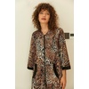 image:imageEkouaer Robes for Women Velour Zipper Robe 34 Sleeve Housecoat with PocketLeopard Print