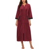 image:imageEkouaer Robes for Women Velour Zipper Robe 34 Sleeve Housecoat with PocketRed