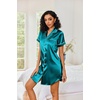 image:imageEkouaer Satin Nightgowns for Women Short Sleeve Button Down SleepshirtBlue Green