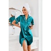 image:imageEkouaer Satin Nightgowns for Women Short Sleeve Button Down SleepshirtBlue Green