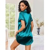 image:imageEkouaer Satin Nightgowns for Women Short Sleeve Button Down SleepshirtBlue Green