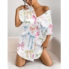 image:imageEkouaer Satin Nightgowns for Women Short Sleeve Button Down SleepshirtBow Print