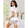 image:imageEkouaer Satin Nightgowns for Women Short Sleeve Button Down SleepshirtBow Print