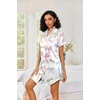 image:imageEkouaer Satin Nightgowns for Women Short Sleeve Button Down SleepshirtBow Print