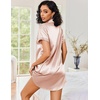 image:imageEkouaer Satin Nightgowns for Women Short Sleeve Button Down SleepshirtChampagne
