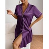 image:imageEkouaer Satin Nightgowns for Women Short Sleeve Button Down SleepshirtDeep Purple