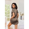 image:imageEkouaer Satin Nightgowns for Women Short Sleeve Button Down SleepshirtGold Leopard