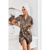 image:imageEkouaer Satin Nightgowns for Women Short Sleeve Button Down SleepshirtGold Leopard