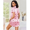image:imageEkouaer Satin Nightgowns for Women Short Sleeve Button Down SleepshirtHeart Print
