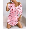 image:imageEkouaer Satin Nightgowns for Women Short Sleeve Button Down SleepshirtHeart Print
