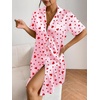 image:imageEkouaer Satin Nightgowns for Women Short Sleeve Button Down SleepshirtHeart Print