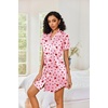 image:imageEkouaer Satin Nightgowns for Women Short Sleeve Button Down SleepshirtHeart Print