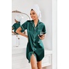 image:imageEkouaer Satin Nightgowns for Women Short Sleeve Button Down SleepshirtLake Green