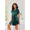 image:imageEkouaer Satin Nightgowns for Women Short Sleeve Button Down SleepshirtLake Green