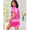 image:imageEkouaer Satin Nightgowns for Women Short Sleeve Button Down SleepshirtLeopard