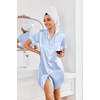 image:imageEkouaer Satin Nightgowns for Women Short Sleeve Button Down SleepshirtLight Blue