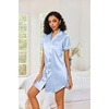 image:imageEkouaer Satin Nightgowns for Women Short Sleeve Button Down SleepshirtLight Blue