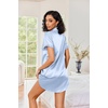 image:imageEkouaer Satin Nightgowns for Women Short Sleeve Button Down SleepshirtLight Blue