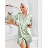 image:imageEkouaer Satin Nightgowns for Women Short Sleeve Button Down SleepshirtLight Green