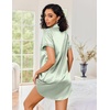 image:imageEkouaer Satin Nightgowns for Women Short Sleeve Button Down SleepshirtLight Green