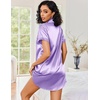 image:imageEkouaer Satin Nightgowns for Women Short Sleeve Button Down SleepshirtLight Purple