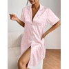 image:imageEkouaer Satin Nightgowns for Women Short Sleeve Button Down SleepshirtPink Leopard