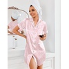 image:imageEkouaer Satin Nightgowns for Women Short Sleeve Button Down SleepshirtPink Leopard